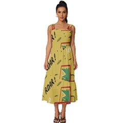 Childish-seamless-pattern-with-dino-driver Square Neckline Tiered Midi Dress by Vaneshart