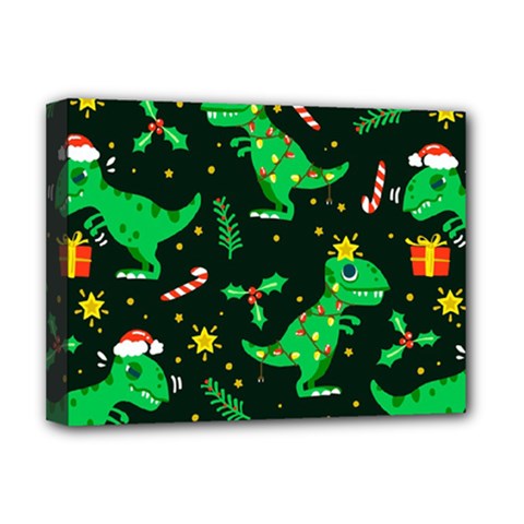 Christmas-funny-pattern Dinosaurs Deluxe Canvas 16  X 12  (stretched) 