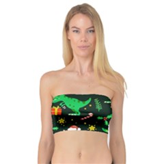 Christmas-funny-pattern Dinosaurs Bandeau Top by Vaneshart