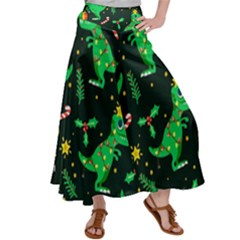 Christmas-funny-pattern Dinosaurs Women s Satin Palazzo Pants by Vaneshart