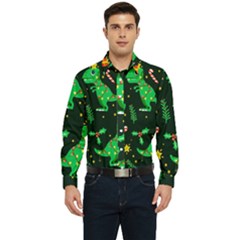 Christmas-funny-pattern Dinosaurs Men s Long Sleeve  Shirt by Vaneshart