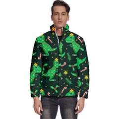 Christmas-funny-pattern Dinosaurs Men s Puffer Bubble Jacket Coat by Vaneshart