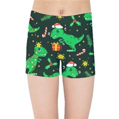 Christmas-funny-pattern Dinosaurs Kids  Sports Shorts by Vaneshart