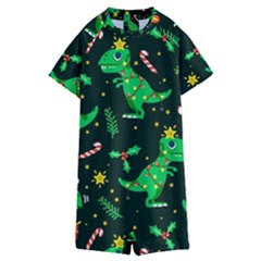 Christmas-funny-pattern Dinosaurs Kids  Boyleg Half Suit Swimwear