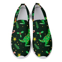 Christmas-funny-pattern Dinosaurs Women s Slip On Sneakers