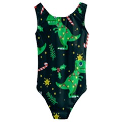 Christmas-funny-pattern Dinosaurs Kids  Cut-out Back One Piece Swimsuit