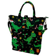 Christmas-funny-pattern Dinosaurs Buckle Top Tote Bag