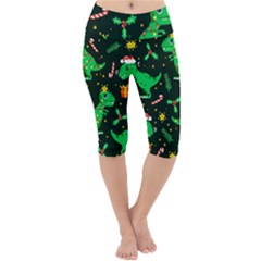 Christmas-funny-pattern Dinosaurs Lightweight Velour Cropped Yoga Leggings