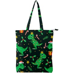 Christmas-funny-pattern Dinosaurs Double Zip Up Tote Bag