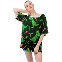 Christmas-funny-pattern Dinosaurs Oversized Chiffon Top