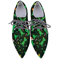 Christmas-funny-pattern Dinosaurs Pointed Oxford Shoes