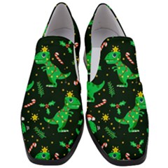 Christmas-funny-pattern Dinosaurs Women Slip On Heel Loafers