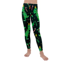 Christmas-funny-pattern Dinosaurs Kids  Lightweight Velour Leggings