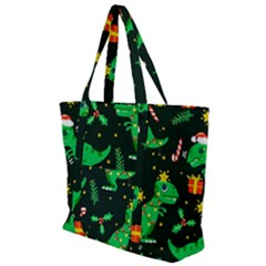 Christmas-funny-pattern Dinosaurs Zip Up Canvas Bag