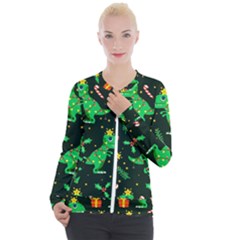 Christmas-funny-pattern Dinosaurs Casual Zip Up Jacket