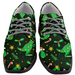 Christmas-funny-pattern Dinosaurs Women Heeled Oxford Shoes