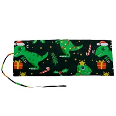 Christmas-funny-pattern Dinosaurs Roll Up Canvas Pencil Holder (s)