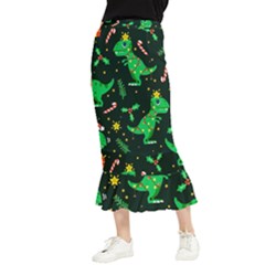 Christmas-funny-pattern Dinosaurs Maxi Fishtail Chiffon Skirt