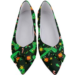 Christmas-funny-pattern Dinosaurs Women s Bow Heels