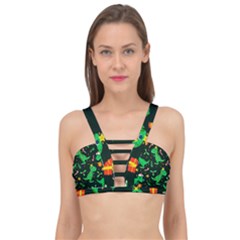 Christmas-funny-pattern Dinosaurs Cage Up Bikini Top