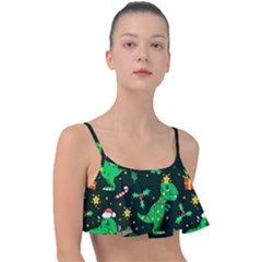 Christmas-funny-pattern Dinosaurs Frill Bikini Top by Vaneshart