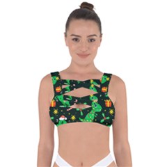 Christmas-funny-pattern Dinosaurs Bandaged Up Bikini Top