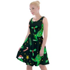 Christmas-funny-pattern Dinosaurs Knee Length Skater Dress