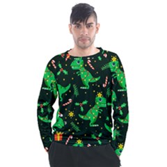 Christmas-funny-pattern Dinosaurs Men s Long Sleeve Raglan Tee