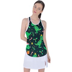 Christmas-funny-pattern Dinosaurs Racer Back Mesh Tank Top