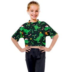 Christmas-funny-pattern Dinosaurs Kids Mock Neck Tee