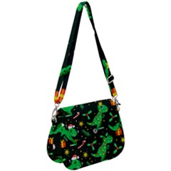 Christmas-funny-pattern Dinosaurs Saddle Handbag