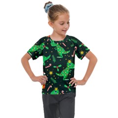 Christmas-funny-pattern Dinosaurs Kids  Mesh Piece Tee