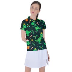 Christmas-funny-pattern Dinosaurs Women s Polo Tee