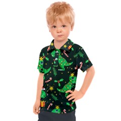 Christmas-funny-pattern Dinosaurs Kids  Polo Tee