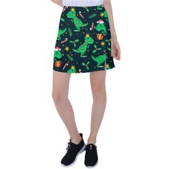 Christmas-funny-pattern Dinosaurs Tennis Skirt by Vaneshart