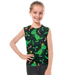 Christmas-funny-pattern Dinosaurs Kids  Mesh Tank Top