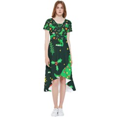 Christmas-funny-pattern Dinosaurs High Low Boho Dress