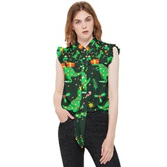 Christmas-funny-pattern Dinosaurs Frill Detail Shirt