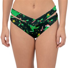 Christmas-funny-pattern Dinosaurs Double Strap Halter Bikini Bottoms