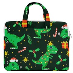 Christmas-funny-pattern Dinosaurs Macbook Pro 13  Double Pocket Laptop Bag