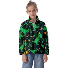 Christmas-funny-pattern Dinosaurs Kids  Half Zip Hoodie