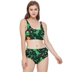 Christmas-funny-pattern Dinosaurs Frilly Bikini Set