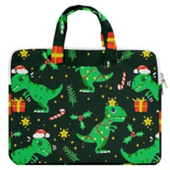 Christmas-funny-pattern Dinosaurs Macbook Pro 16  Double Pocket Laptop Bag 