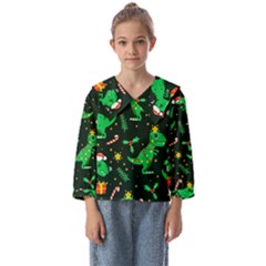 Christmas-funny-pattern Dinosaurs Kids  Sailor Shirt by Vaneshart