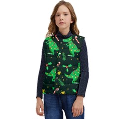 Christmas-funny-pattern Dinosaurs Kid s Short Button Up Puffer Vest	