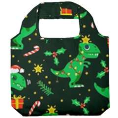 Christmas-funny-pattern Dinosaurs Foldable Grocery Recycle Bag