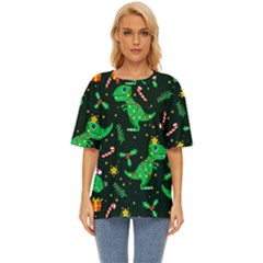 Christmas-funny-pattern Dinosaurs Oversized Basic Tee