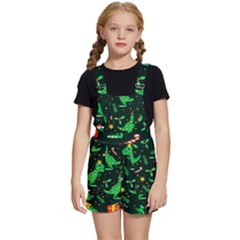 Christmas-funny-pattern Dinosaurs Kids  Short Overalls