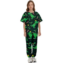 Christmas-funny-pattern Dinosaurs Kids  Tee And Pants Sports Set