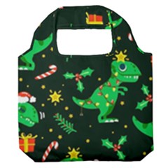 Christmas-funny-pattern Dinosaurs Premium Foldable Grocery Recycle Bag